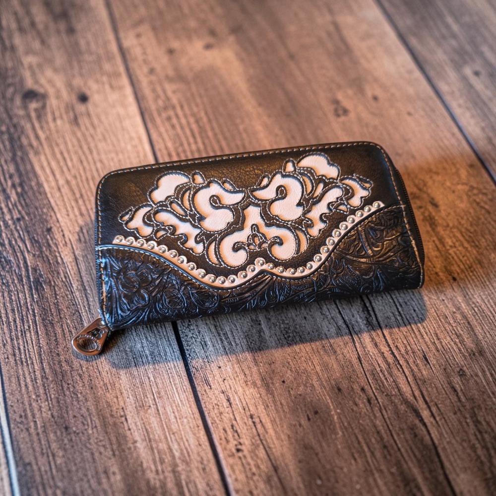 American Bling western studded wallet vegan leather